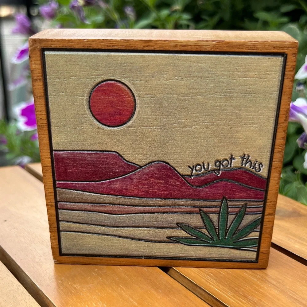 EUC Primitives by Kathy Inspirational Wooden Wall Art with Desert Scene